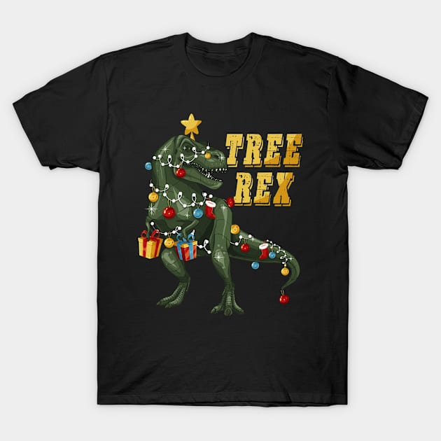 Dinosaur Tree Rex Pajamas Christmas Gift for Boys T-Shirt by PaulAksenov